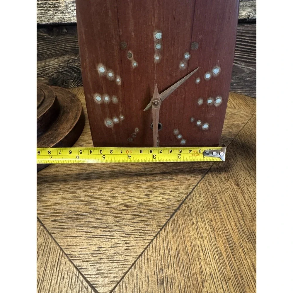 Early‎ Rare Mid Century Modern Teak Brass Statue Clock. Beautiful.